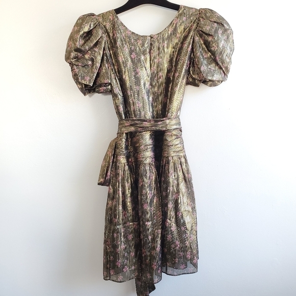 LoveShackFancy Mercy Lurex Metallic Silk Midnight Vine Mini Dress New Size 00 - Picture 14 of 17